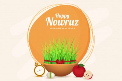 پوستر تبریک نوروز - Illustration of sabzeh (grass)