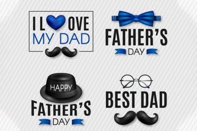 مجموعه بج روز پدر - Realistic fathers day badges collection