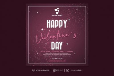 بنر پست اینستاگرام برای روز ولنتاین - Valentine's day instagram post and banner