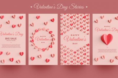 مجموعه بنر حراج استوری اینستاگرام برای روز ولنتاین - Valentines day instagram stories collection