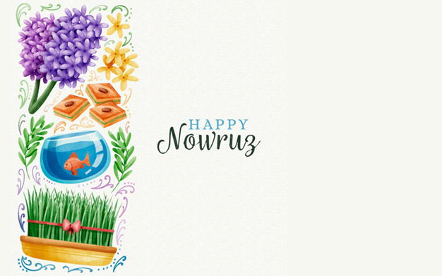 پوستر تبریک نوروز - Watercolor happy nowruz day