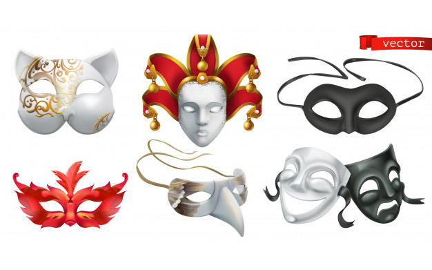 مجموعه صورتک های خنده و گریه تئاتر - Carnival masks