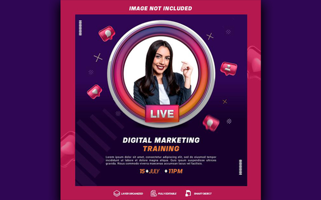 بنر بازاریابی آموزش دیجیتال - Creative concept digital training marketing