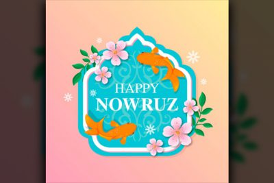 پوستر تبریک نوروز - Flat design happy nowruz