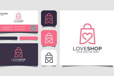 کارت ویزیت و لوگو فروشگاه – Love shop logo designs template