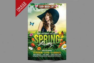 آگهی دعوت مهمانی بهاره - Spring party flyer template