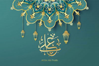 بنر تایپوگرافی امام علی – Arabic hazrat ali bin abi thalib greeting card