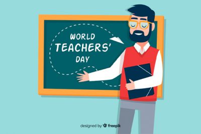 بنر تبریک روز معلم - Hand drawn teachers day background