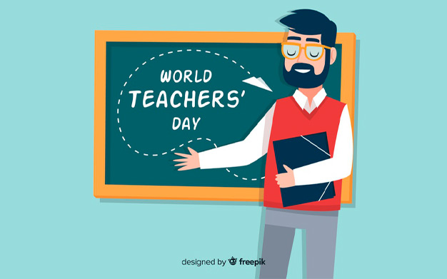 بنر تبریک روز معلم - Hand drawn teachers day background