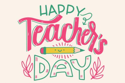بنر تبریک روز معلم - Happy teachers day lettering concept