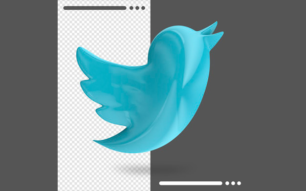 لوگو 3 بعدی توییتر - Logo of twitter in 3d