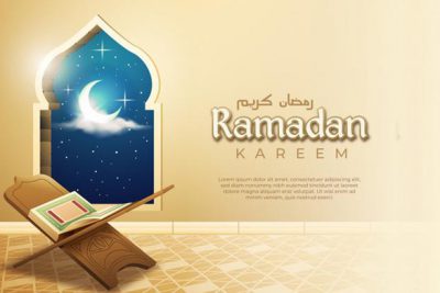 بنر ماه رمضان – Ramadan with realistic mushaf