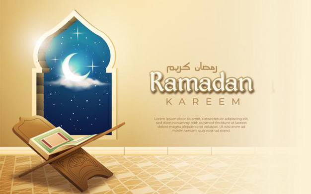 بنر ماه رمضان – Ramadan with realistic mushaf