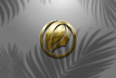 موکاپ لوگو 3 بعدی طلایی - 3D Realistic sign wall golden logo