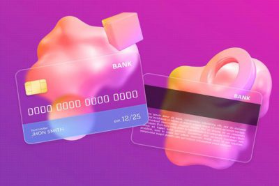 بنر کارت بانکی شیشه ای – Credit card design with blurred glass effect