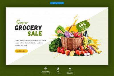 بنر فروش فوق العاده وب سایت – Super grocery sale web banner