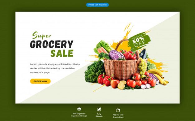 بنر فروش فوق العاده وب سایت – Super grocery sale web banner