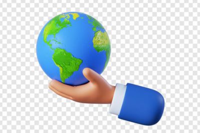 ايكون دست وكره زمين - Cartoon businessman hand holding globe