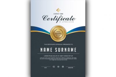 گواهینامه زیبا با جزئیات طلا - Elegant certificate with gold details