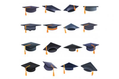 مجموعه کلاه های فارغ التحصیلی - Graduation hat icons set