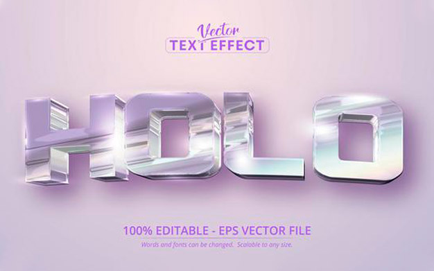افکت متن 3 بعدی هولوگرافیک - Holographic iridescent color text effect