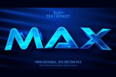 افکت متن نقرآبی - Max text shiny blue chrome color style