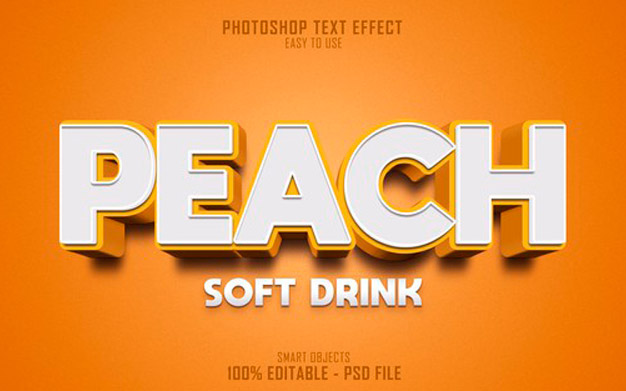 افکت متن 3بعدی نوشیدنی هلو - Peach soft drink 3d text style