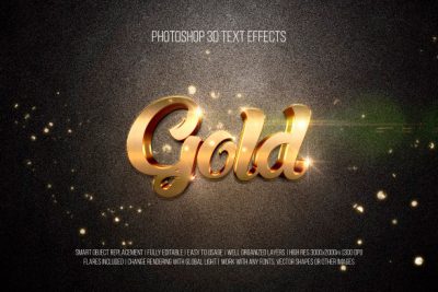 افکت متن 3بعدی طلایی - Photoshop 3d text effects gold