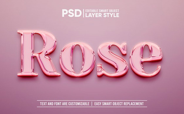 افکت متن 3بعدی رزگلد لاکچری - Rose gold luxury smart object