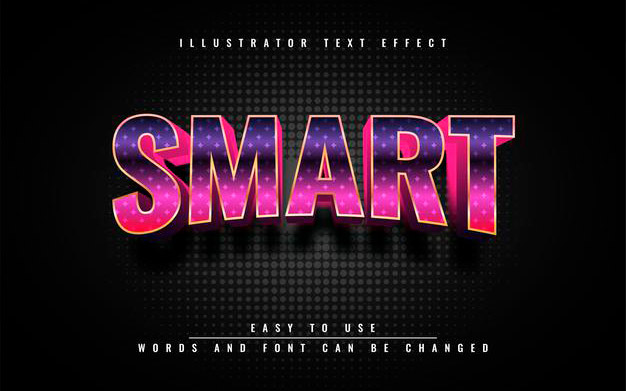 افکت متن 3 بعدی - Smart illustrator editable 3d text