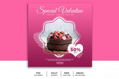 بنر طرح ویژه ولنتاین مناسب اینستاگرام - Valentine banner social media post