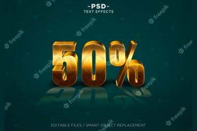 افکت متن 3بعدی طلایی درصد تخفیف - 3d gold discount 50% effects