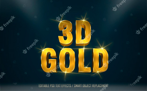 افکت متن 3بعدی طلایی - 3d gold effect editable text