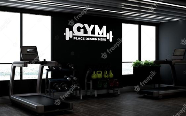 موکاپ لوگو تابلو بدنسازی - Realistic logo mockup in fitness