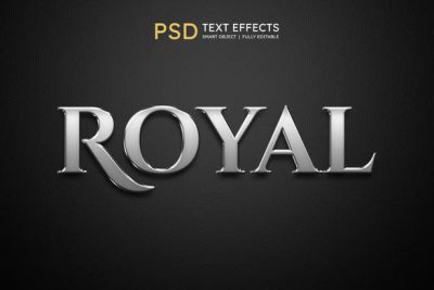 افکت متن 3بعدی نقره ای - Royal text style effect