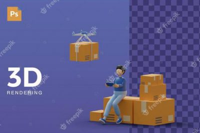 آیکون 3 بعدی تحویل پهپاد - 3d illustration drone delivery