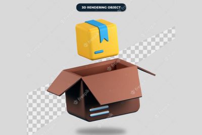 آیکون 3 بعدی محصول با مقوا و جعبه - 3d product with cardboard and box icon
