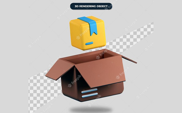 آیکون 3 بعدی محصول با مقوا و جعبه - 3d product with cardboard and box icon