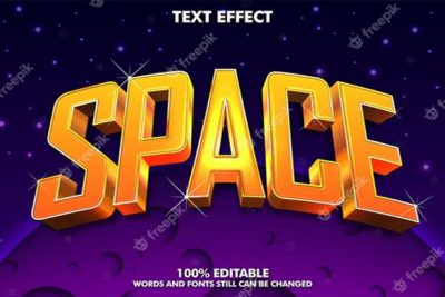 افکت متن طلایی3 بعدی فضايی - Cool 3d golden text effect with space