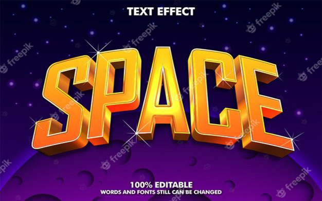 افکت متن طلایی3 بعدی فضايی - Cool 3d golden text effect with space