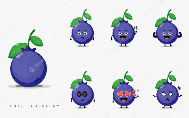 کاراکتر بلوبری - Cute blueberry mascot set