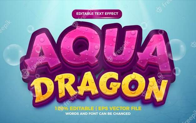 افکت متن 3 بعدی - Editable text effect aqua dragon style 3d
