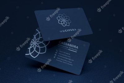 موكاپ کارت ویزیت مدرن - modern business card mockup with silver logo