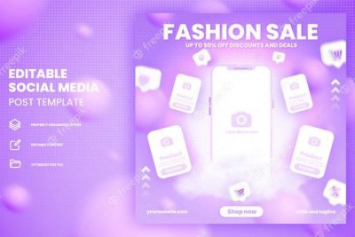 موكاپ رسانه های اجتماعی با تلفن هوشمند - Flash sale online shopping social media post mock