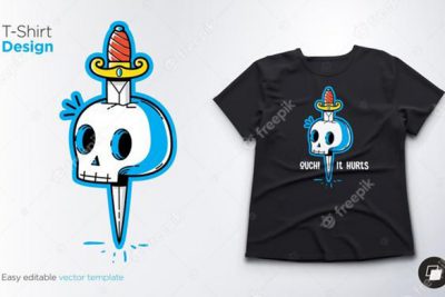 طرح جمجمه روی تيشرت - Funny skeleton for t-shirt design