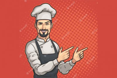 كاركتر سرآشپز - Male chef shows something