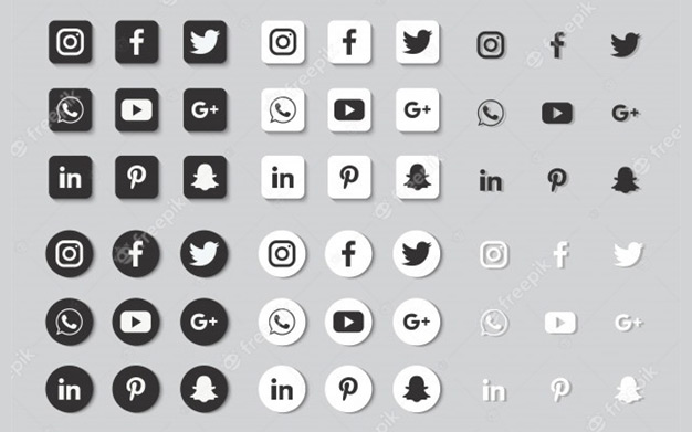 کاراکتر رسانه های اجتماعی - Social media icons set isolated on gray background