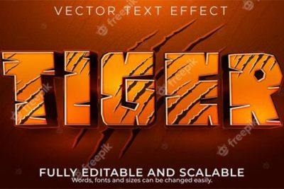 افکت متن ببری - Tiger text effect editable wild and jungle text style
