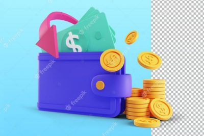آيكون 3 بعدی برگشت پول - 3d render of cash back concept people getting cash rewards