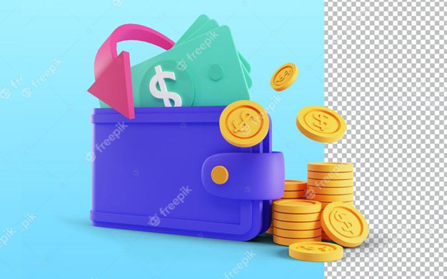 آيكون 3 بعدی برگشت پول - 3d render of cash back concept people getting cash rewards